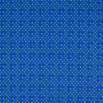 Baumwoll Druck kleine Punkte Blau/Dunkelblau/Grün/Weiß auf Blau